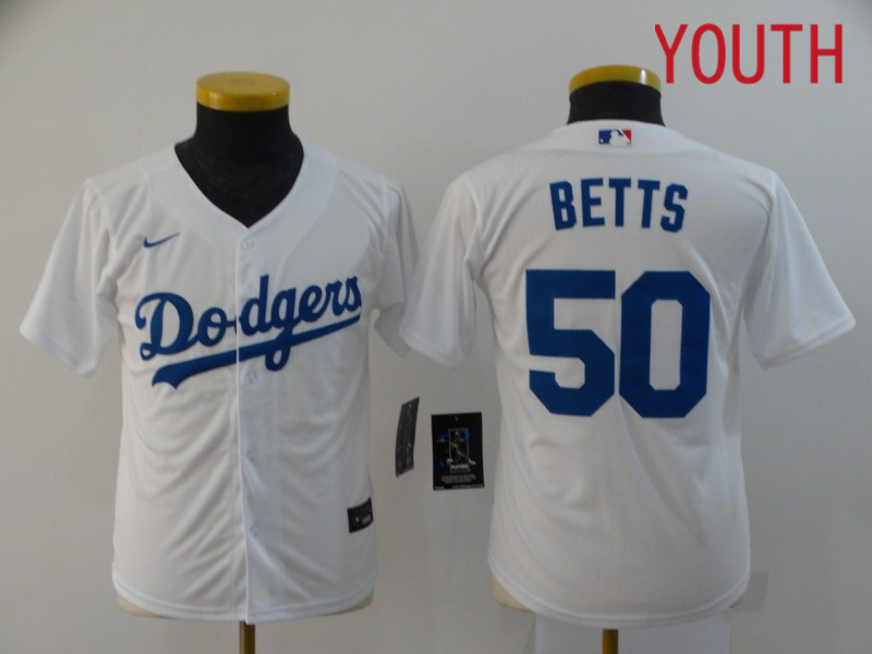Youth Los Angeles Dodgers #50 Betts White Nike Game MLB Jerseys->youth mlb jersey->Youth Jersey